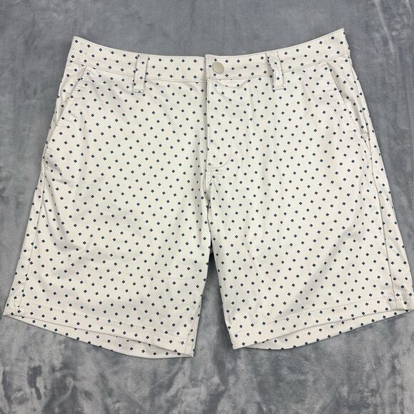 Hudson & Barrow Shorts Mens Size 32 Beige Geometric Print Chino Stretch - Picture 1 of 10